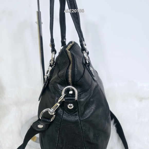 Coach Poppy Black Leather Satchel Shoulder Bag #16283 - Picture 16 of 17